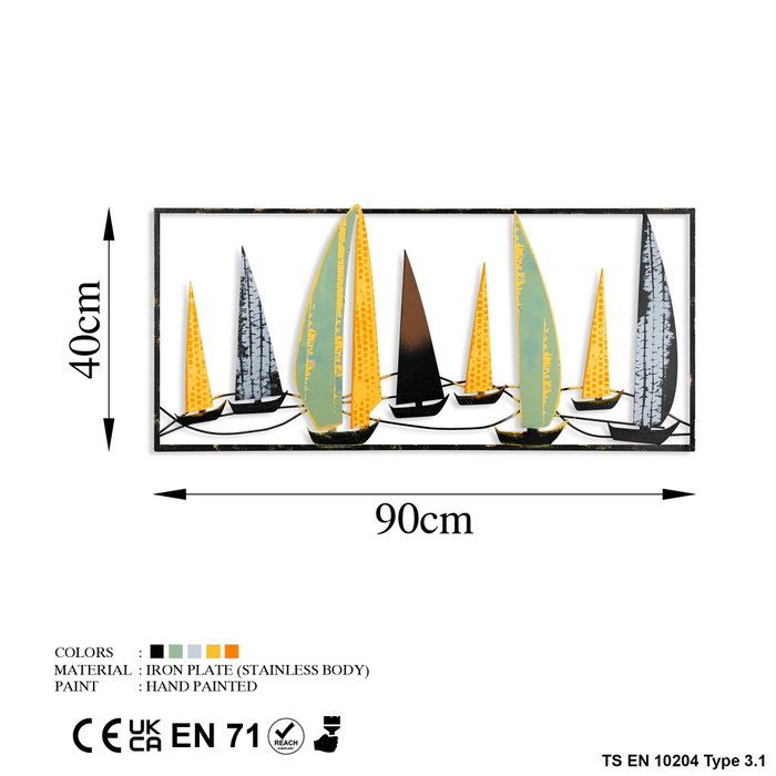 Wallity Yelkenli 3 Escultura de Pared Multicolor